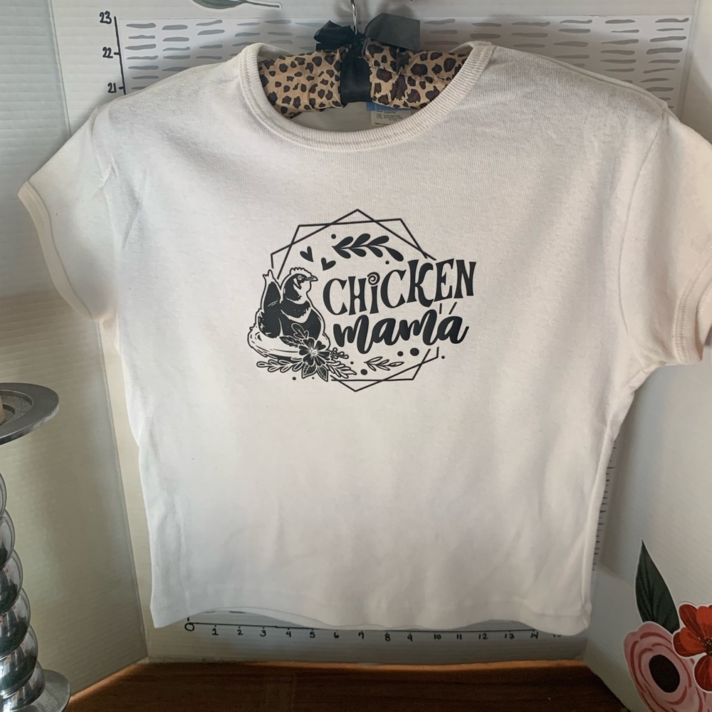 Chicken Mama White women’s  T‑Shirt Upcycled